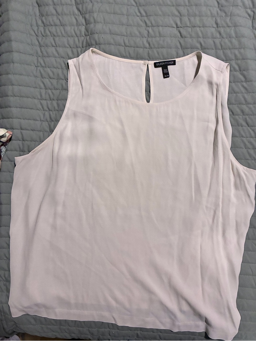 Eileen Fisher Light Cream Sleeveless Silk-Blend Shell Top